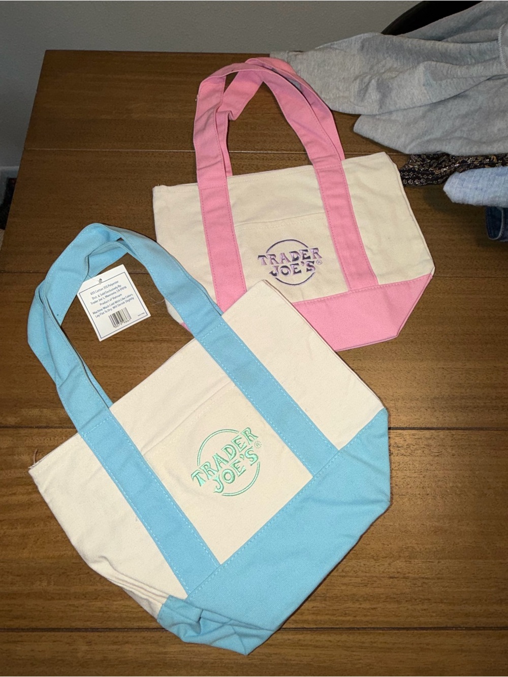 Trader Joe's Canvas Tote Bag with Pink Trim